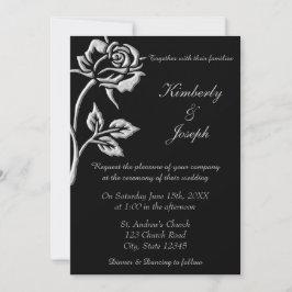 Simple Silver Roos Invitation Kaart