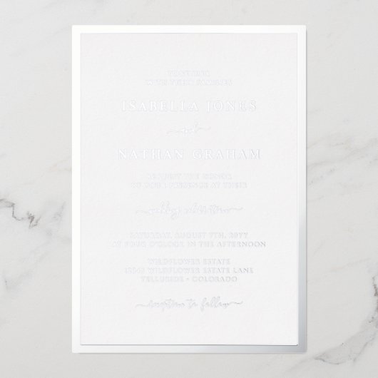 Simple Silver Wedding Folie Uitnodiging (Voorkant)