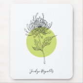 Simple Sketting Dahlia Botanical met naam Muismat (Voorkant)