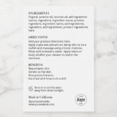 Simple Skincare Bottle Product Ingrediënten Label Voedselcontainer Etiket (Enkel label)