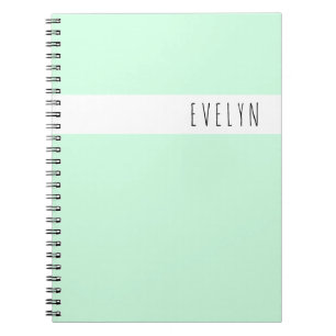 Simple Skinny Font Name Mint Green Personalized Notitieboek