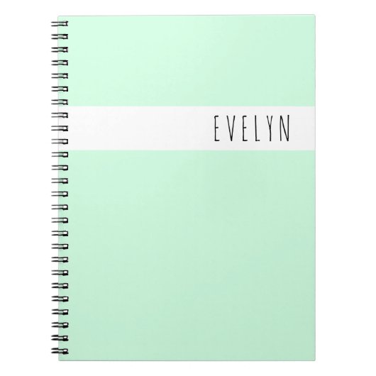 Simple Skinny Font Name Mint Green Personalized Notitieboek (Voorkant)
