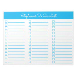 Simple Sky Blue 8.5x11 Three Column Checklist Notitieblok