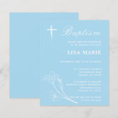 Simple Sky Blue Baby Budget Baptism Invitation (Voorkant / Achterkant)