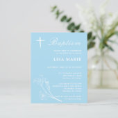 Simple Sky Blue Baby Budget Baptism Invitation (Staand voorkant)