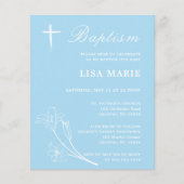 Simple Sky Blue Baby Budget Baptism Invitation (Voorkant)