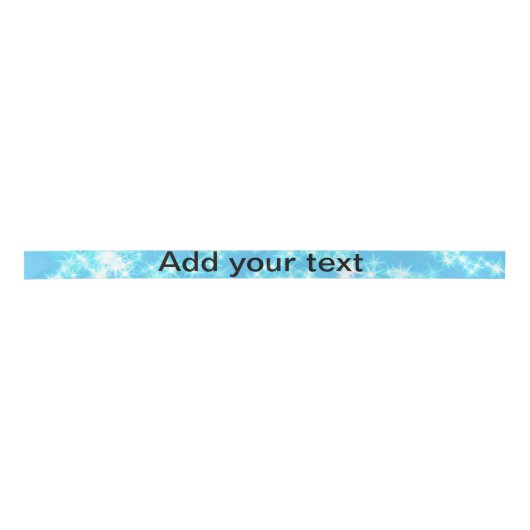 Simple sky blue glitt sparkle stars add your text  satijnen lint (Voorkant)