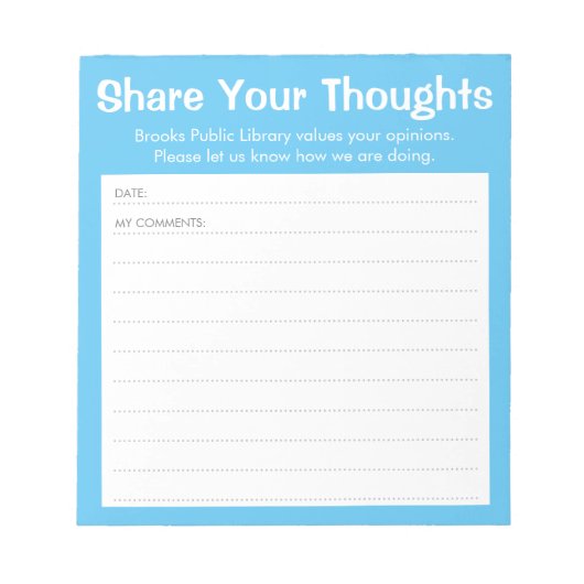 Simple Sky Blue Library/Business Commentaar Kaart Notitieblok (Voorkant)