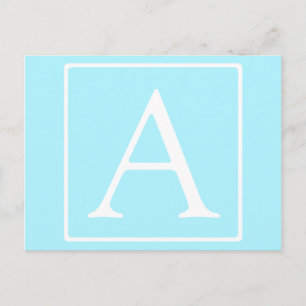 Simple Sky Blue Monogram Briefkaart