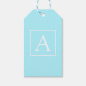 Simple Sky Blue Monogram Cadeaulabel (Voorkant)