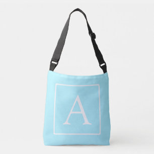 Simple Sky Blue Monogram Crossbody Tas