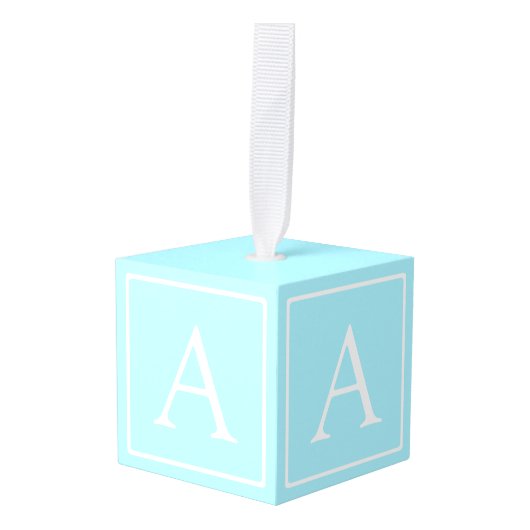 Simple Sky Blue Monogram Decoratie (Voorkant hoekig)