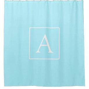 Simple Sky Blue Monogram Douchegordijn