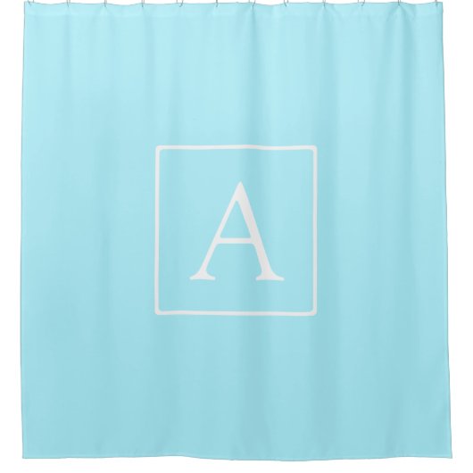 Simple Sky Blue Monogram Douchegordijn (Voorkant)