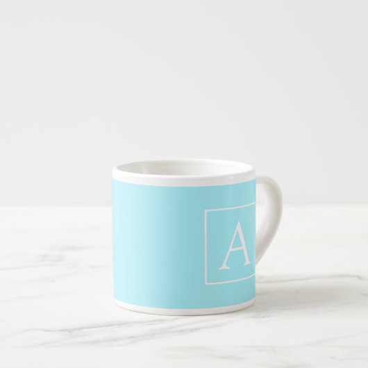 Simple Sky Blue Monogram Espresso Kop (Voorkant rechts)