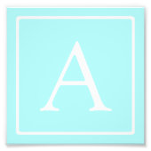 Simple Sky Blue Monogram Foto Afdruk (Voorkant)