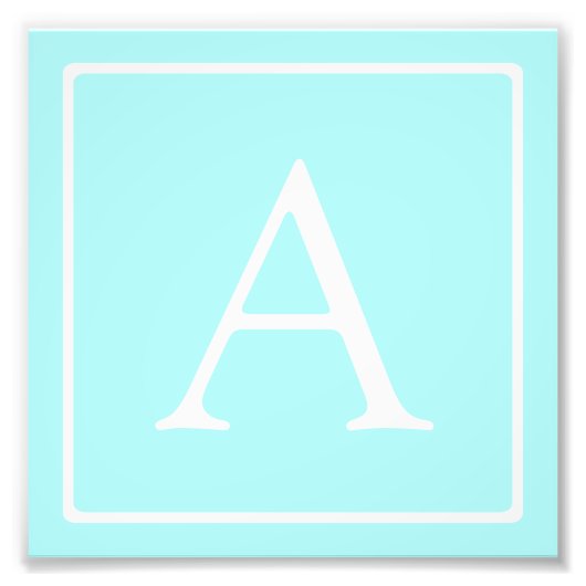 Simple Sky Blue Monogram Foto Afdruk (Voorkant)