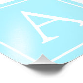 Simple Sky Blue Monogram Foto Afdruk (Hoek)