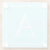 Simple Sky Blue Monogram Glazen Onderzetter (Achterkant)