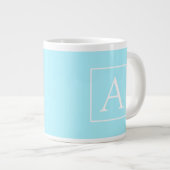 Simple Sky Blue Monogram Grote Koffiekop (Voorkant rechts)