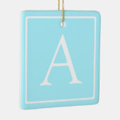 Simple Sky Blue Monogram Keramisch Ornament (Rechts)