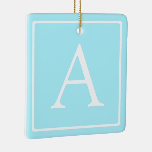 Simple Sky Blue Monogram Keramisch Ornament (Rechts)