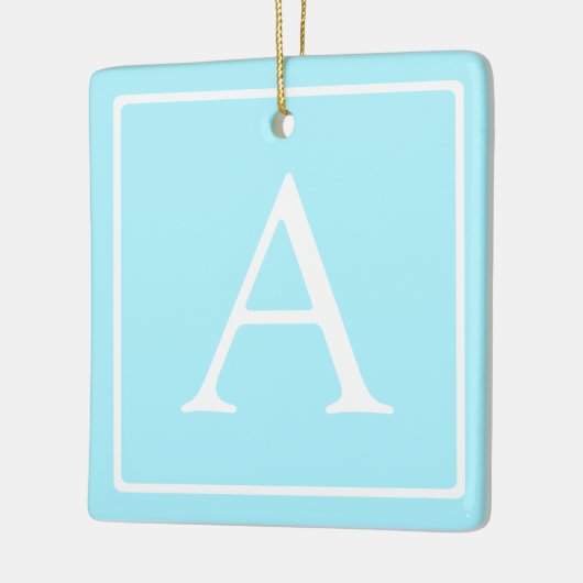 Simple Sky Blue Monogram Keramisch Ornament (Links)