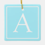 Simple Sky Blue Monogram Keramisch Ornament (Voorkant)