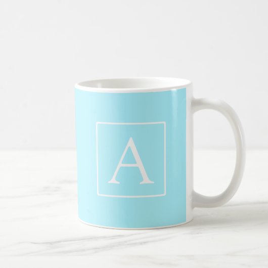 Simple Sky Blue Monogram Koffiemok (Rechts)