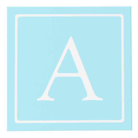Simple Sky Blue Monogram Kubus (Voorkant)