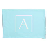 Simple Sky Blue Monogram Kussensloop (Voorkant)