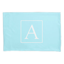 Simple Sky Blue Monogram Kussensloop