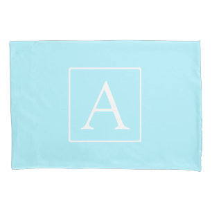 Simple Sky Blue Monogram Kussensloop