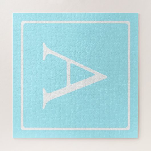 Simple Sky Blue Monogram Legpuzzel (Horizontaal)