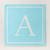 Simple Sky Blue Monogram Legpuzzel (Verticaal)