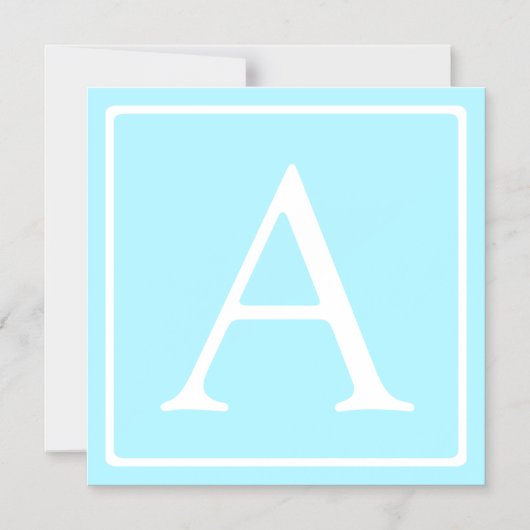 Simple Sky Blue Monogram Magnetische Uitnodiging (Voorkant)