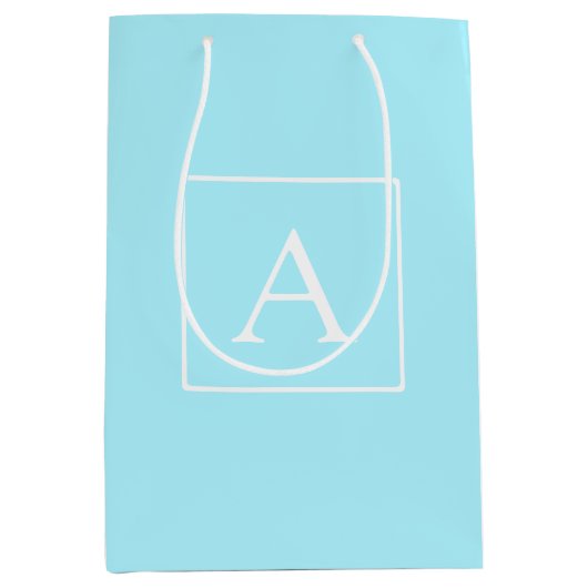 Simple Sky Blue Monogram Medium Cadeauzakje (Voorkant)