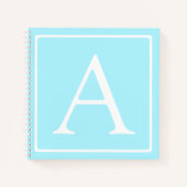 Simple Sky Blue Monogram Notitieboek (Voorkant)