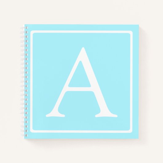 Simple Sky Blue Monogram Notitieboek (Voorkant)