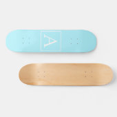 Simple Sky Blue Monogram Persoonlijk Skateboard (Horizontaal)