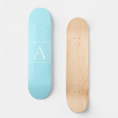 Simple Sky Blue Monogram Persoonlijk Skateboard (Voorkant)