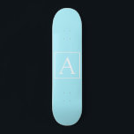 Simple Sky Blue Monogram Persoonlijk Skateboard<br><div class="desc">Bedankt voor je aankoop!</div>