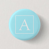 Simple Sky Blue Monogram Ronde Button 3,2 Cm (Voorkant)