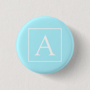 Simple Sky Blue Monogram Ronde Button 3,2 Cm