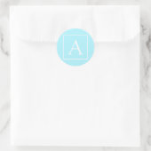 Simple Sky Blue Monogram Ronde Sticker (Tas)