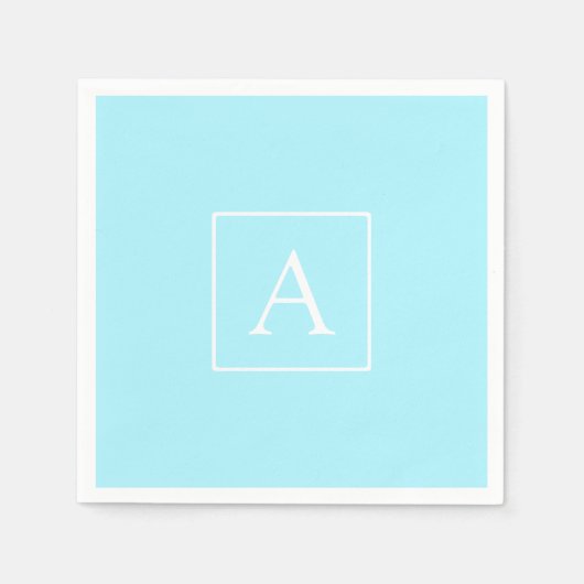 Simple Sky Blue Monogram Servet (Voorkant)