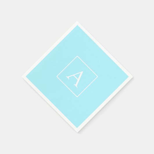 Simple Sky Blue Monogram Servet (Hoek)