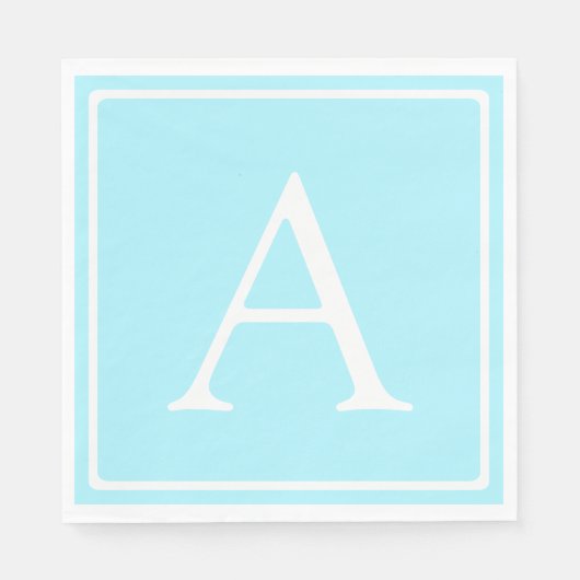 Simple Sky Blue Monogram Servet (Voorkant)