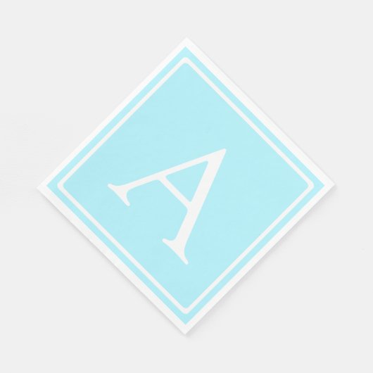 Simple Sky Blue Monogram Servet (Hoek)