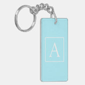 Simple Sky Blue Monogram Sleutelhanger (Voorkant Links)